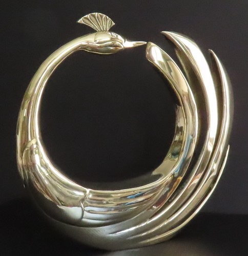 Scultura pavone ottone - pavone,